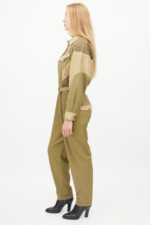 Isabel Marant Étoile Green Cargo Belted Jumpsuit