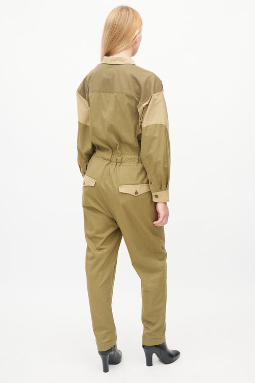 Isabel Marant Étoile Green Cargo Belted Jumpsuit