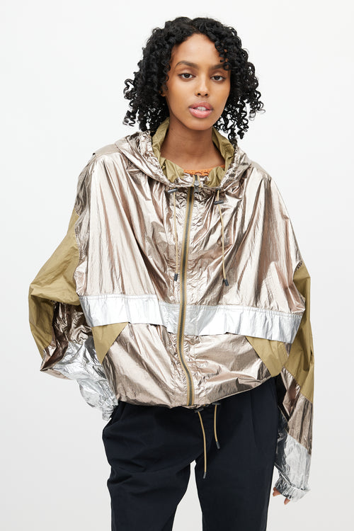 Isabel Marant Étoile Green 
Gold Metallic Hooded Jacket