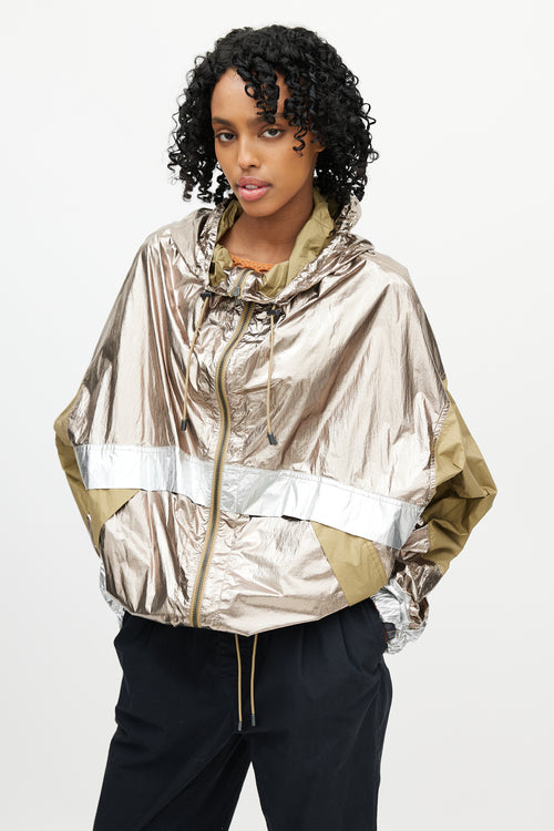 Isabel Marant Étoile Green 
Gold Metallic Hooded Jacket