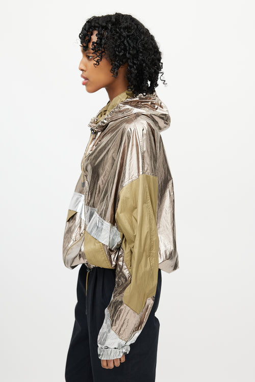 Isabel Marant Étoile Green 
Gold Metallic Hooded Jacket