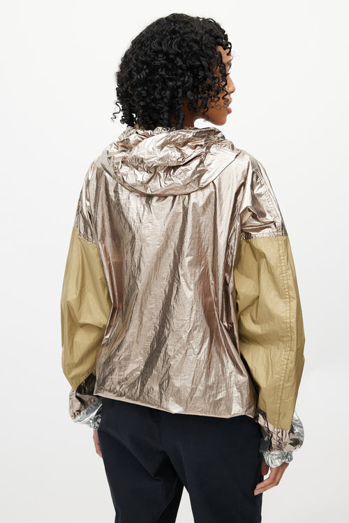 Isabel Marant Étoile Green 
Gold Metallic Hooded Jacket