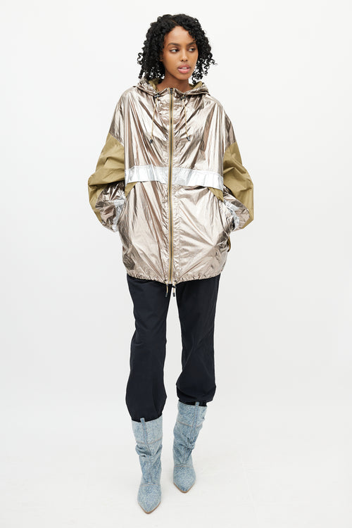 Isabel Marant Étoile Green 
Gold Metallic Hooded Jacket