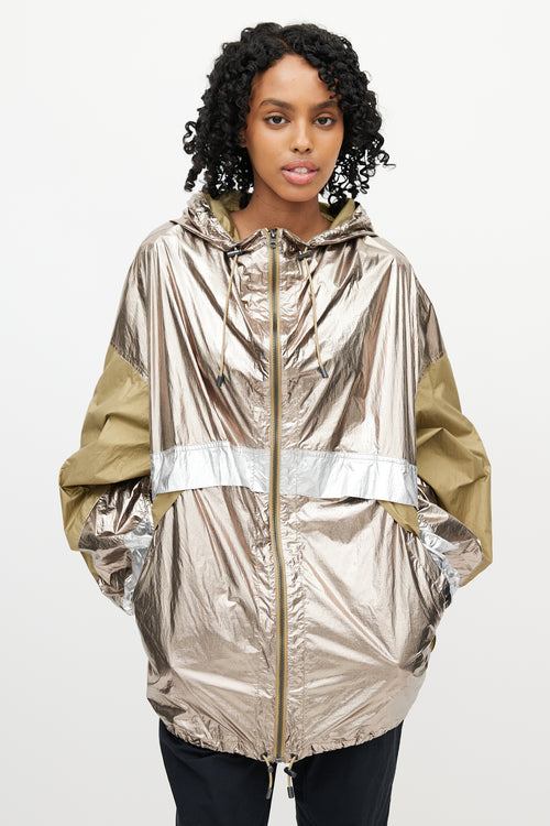 Isabel Marant Étoile Green 
Gold Metallic Hooded Jacket