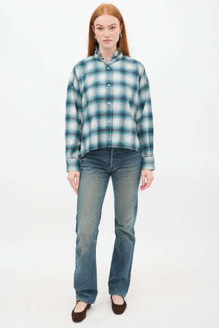 Isabel Marant Étoile Teal 
Grey Plaid Rilaria Shirt