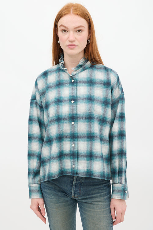 Isabel Marant Étoile Teal 
Grey Plaid Rilaria Shirt