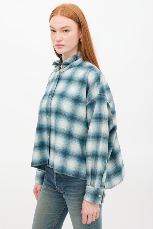 Isabel Marant Étoile Teal 
Grey Plaid Rilaria Shirt