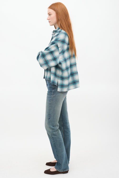 Isabel Marant Étoile Teal 
Grey Plaid Rilaria Shirt