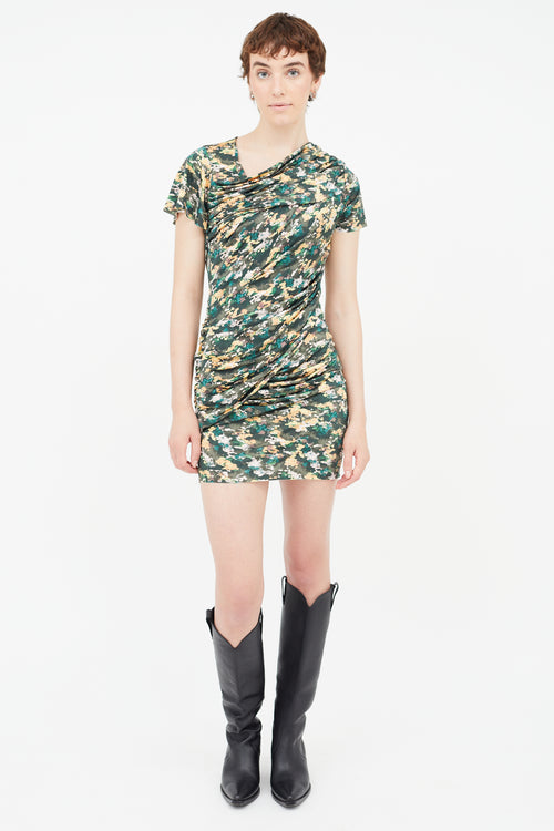 Isabel Marant Étoile Green 
Multi Floral Ruched Dress