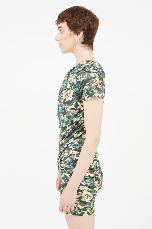 Isabel Marant Étoile Green 
Multi Floral Ruched Dress