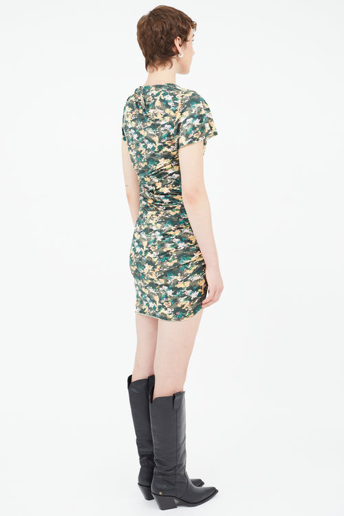 Isabel Marant Étoile Green 
Multi Floral Ruched Dress