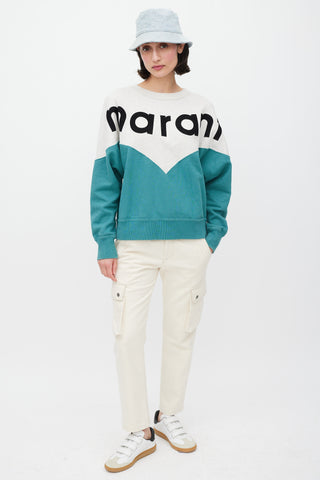 Isabel Marant Étoile Green 
Multicolour Logo Sweatshirt