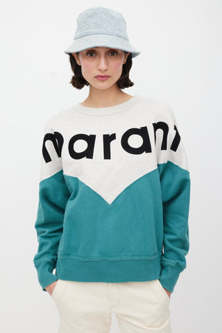 Isabel Marant Étoile Green 
Multicolour Logo Sweatshirt