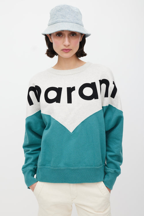 Isabel Marant Étoile Green 
Multicolour Logo Sweatshirt