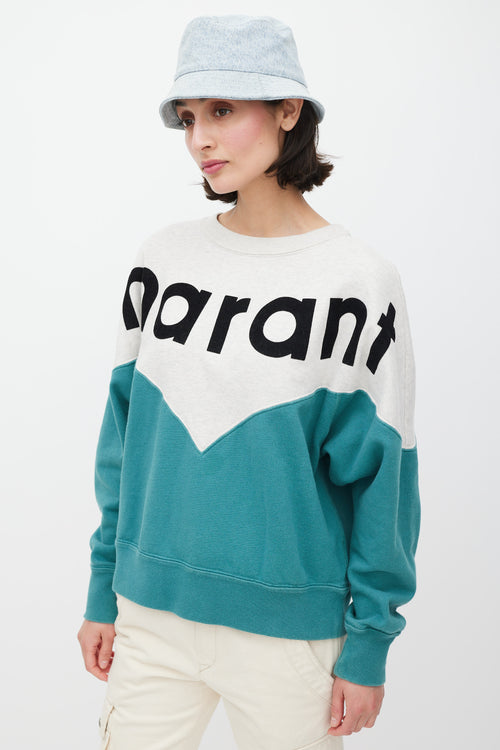 Isabel Marant Étoile Green 
Multicolour Logo Sweatshirt