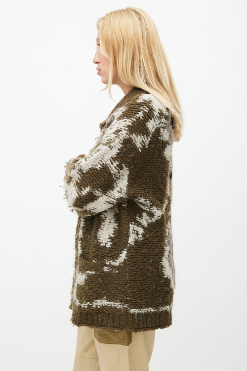 Isabel Marant Étoile Green 
Multicolour Textured Wool Cardigan