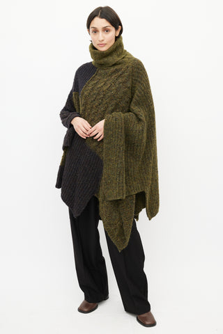 Isabel Marant Étoile Green 
Navy Wool Knit Sweater Cape