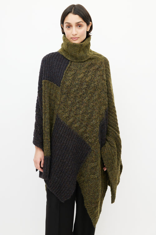 Isabel Marant Étoile Green 
Navy Wool Knit Sweater Cape