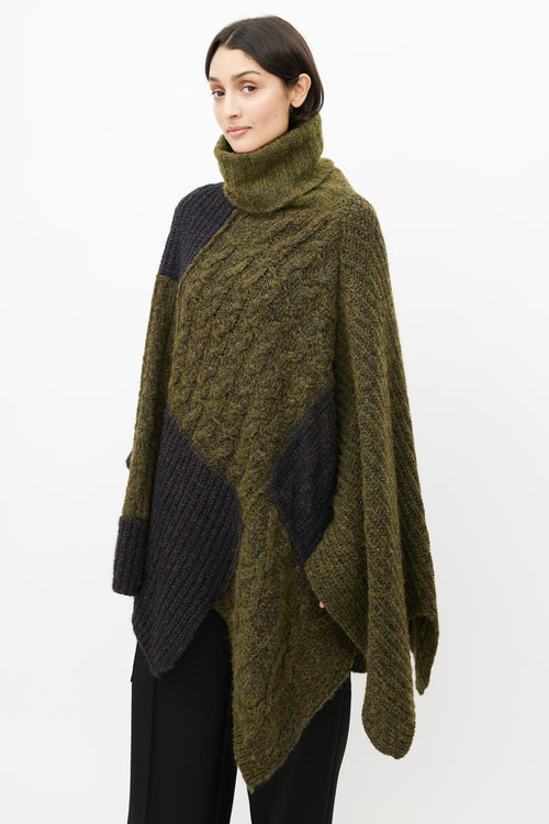 Isabel Marant Étoile Green 
Navy Wool Knit Sweater Cape