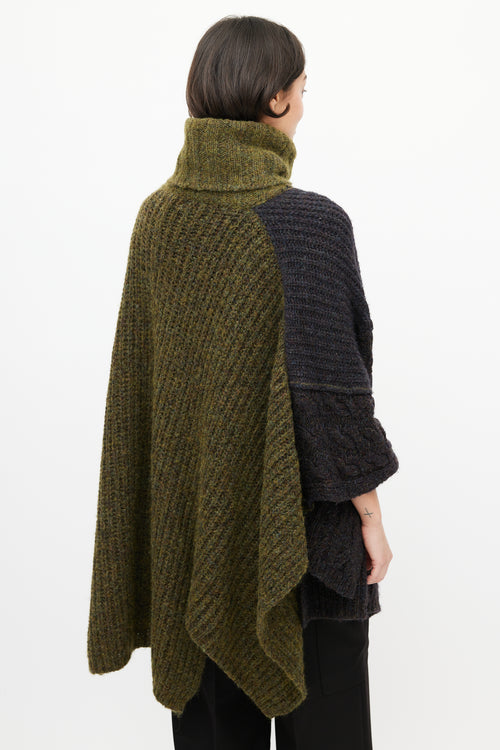 Isabel Marant Étoile Green 
Navy Wool Knit Sweater Cape