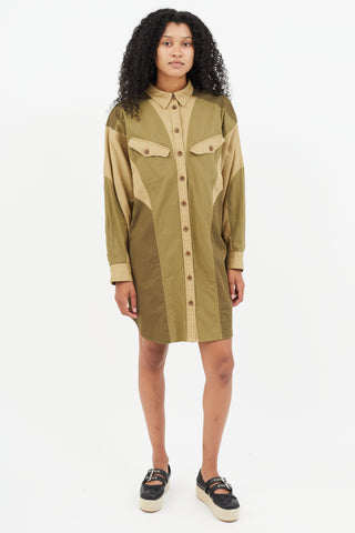 Isabel Marant Étoile Green Panelled Shirt Dress