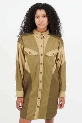 Isabel Marant Étoile Green Panelled Shirt Dress