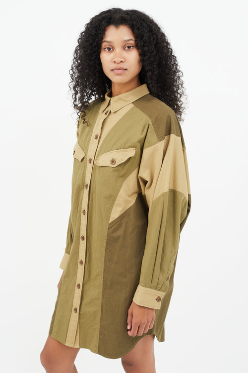 Isabel Marant Étoile Green Panelled Shirt Dress