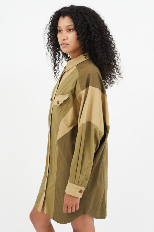 Isabel Marant Étoile Green Panelled Shirt Dress