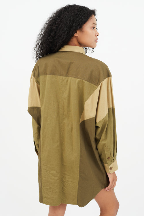 Isabel Marant Étoile Green Panelled Shirt Dress