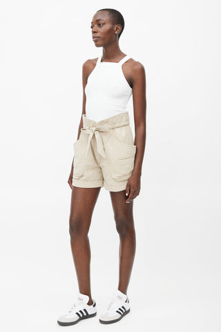 Isabel Marant Étoile Green Seersucker Belted Shorts