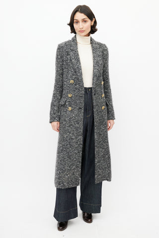 Isabel Marant Étoile Grey 
Black Double Breasted Boucle Coat