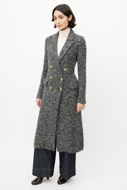 Isabel Marant Étoile Grey 
Black Double Breasted Boucle Coat