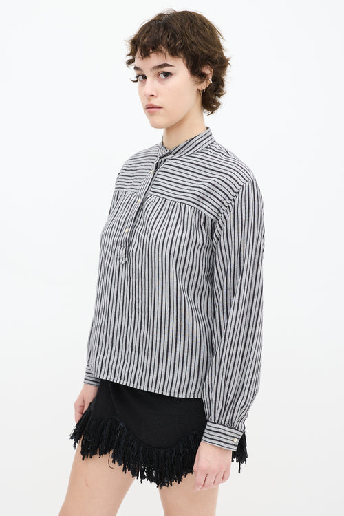 Isabel Marant Etoile Grey 
Black Striped Top