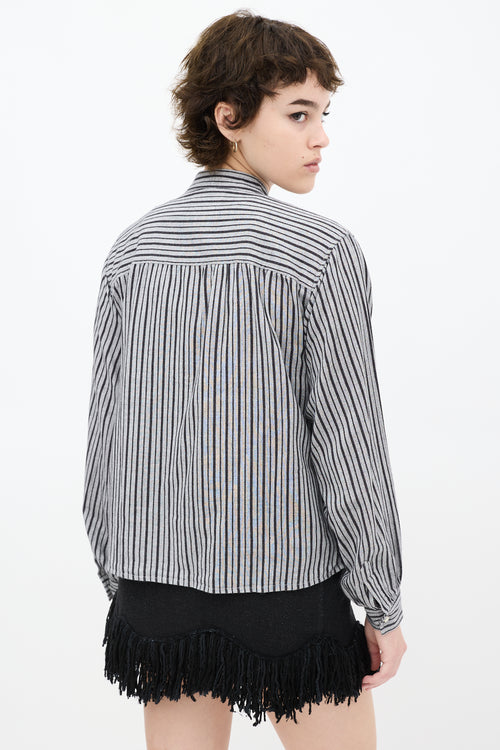 Isabel Marant Etoile Grey 
Black Striped Top