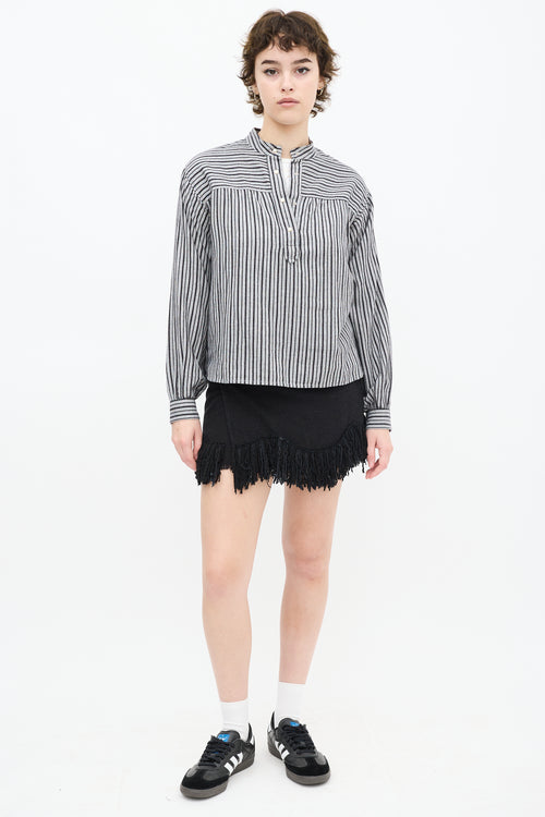 Isabel Marant Etoile Grey 
Black Striped Top