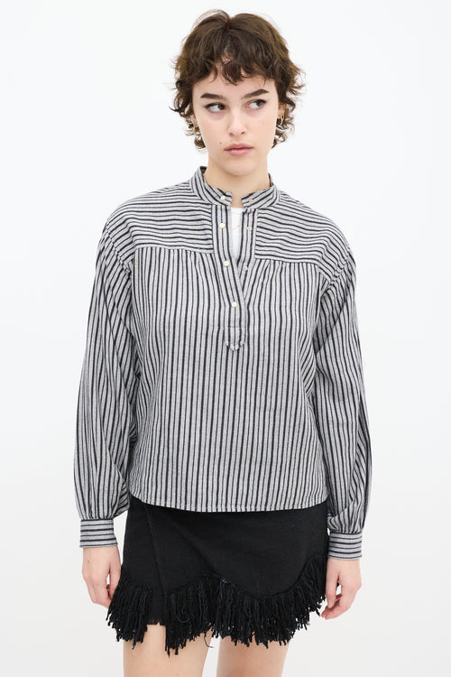 Isabel Marant Etoile Grey 
Black Striped Top