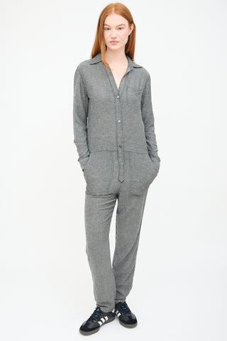 Isabel Marant Étoile Grey Button up Collar Jumpsuit