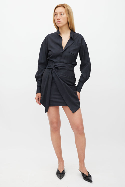 Isabel Marant Étoile Grey Glencheck Nolla Twist Dress