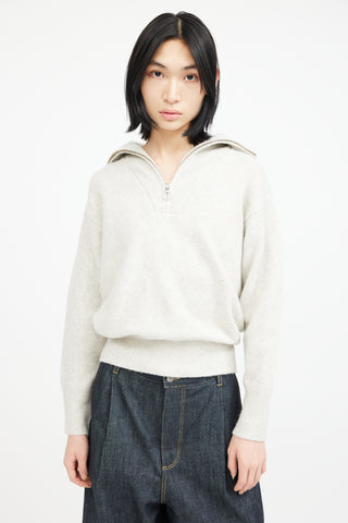 Isabel Marant Étoile Grey Wool Half Zip Knit Sweater