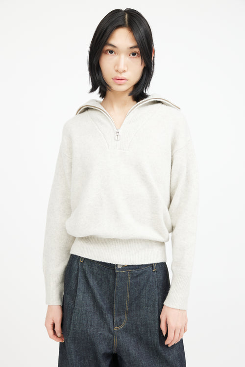 Isabel Marant Étoile Grey Wool Half Zip Knit Sweater