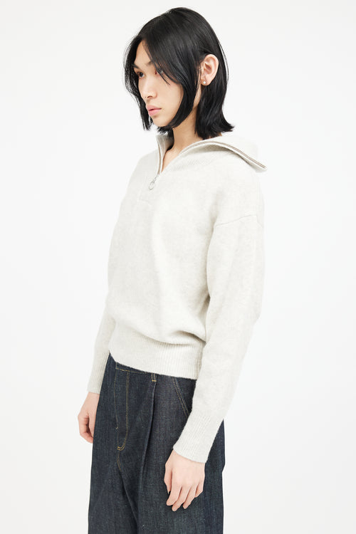 Isabel Marant Étoile Grey Wool Half Zip Knit Sweater