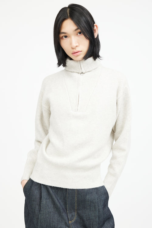 Isabel Marant Étoile Grey Wool Half Zip Knit Sweater