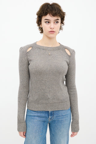 Grey Knit Cut Out Sweater