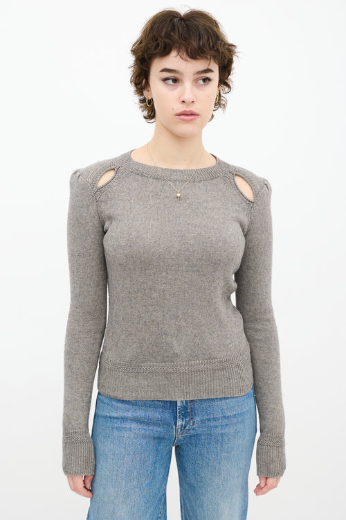 Grey Knit Cut Out Sweater