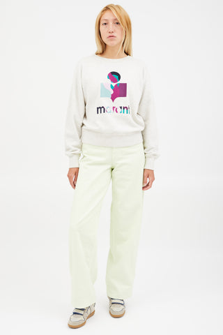 Isabel Marant Étoile Grey 
Multicolour Mobyli Logo Sweatshirt