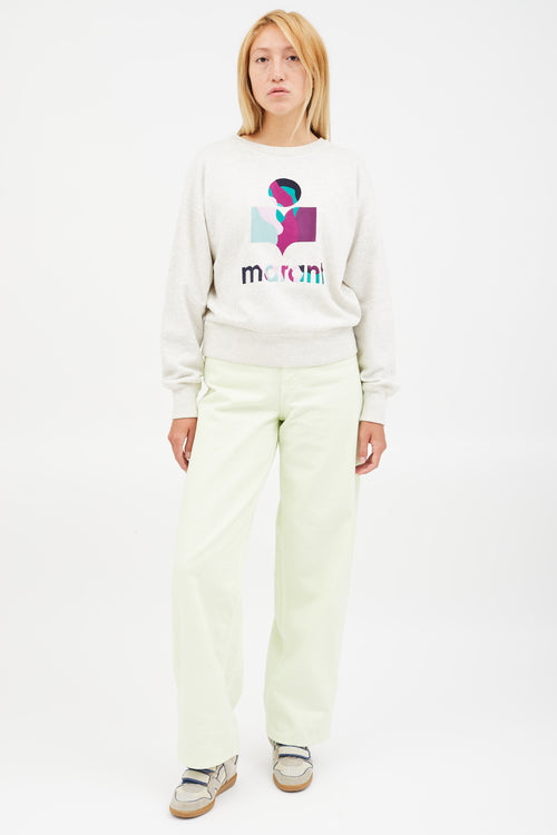 Isabel Marant Étoile Grey 
Multicolour Mobyli Logo Sweatshirt