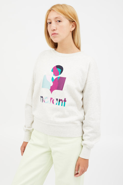 Isabel Marant Étoile Grey 
Multicolour Mobyli Logo Sweatshirt