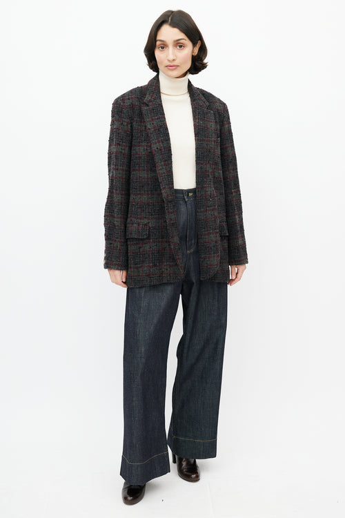 Isabel Marant Étoile Grey 
Red Wool Plaid Blazer