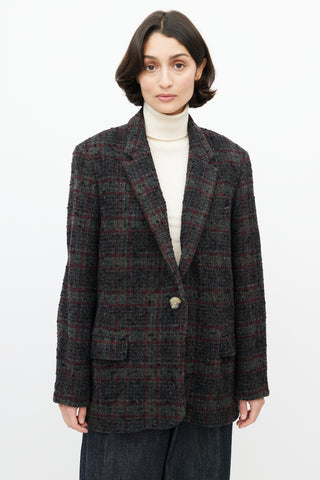 Isabel Marant Étoile Grey 
Red Wool Plaid Blazer