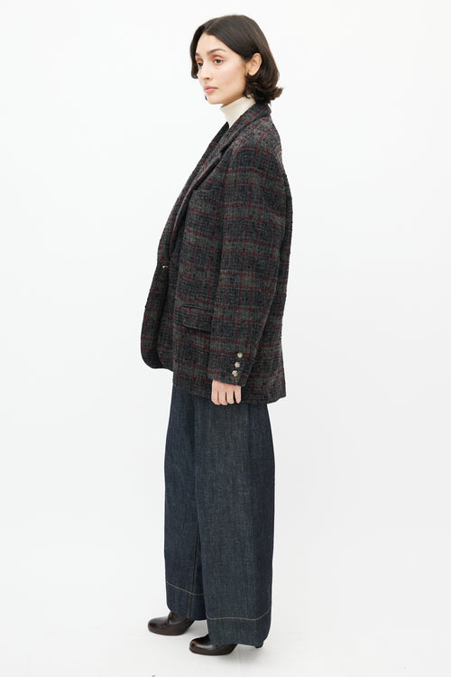 Isabel Marant Étoile Grey 
Red Wool Plaid Blazer